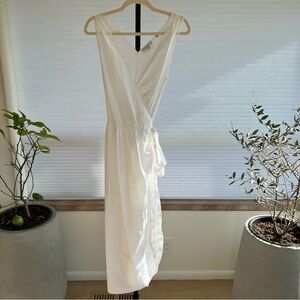 Vince Classic V Neck Wrap Sun Dress White Large Spring Contemporary Neutral Chic